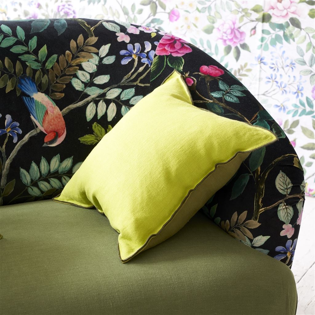 Designers Guild Brera Lino Lime & Moss Linen Decorative Pillow