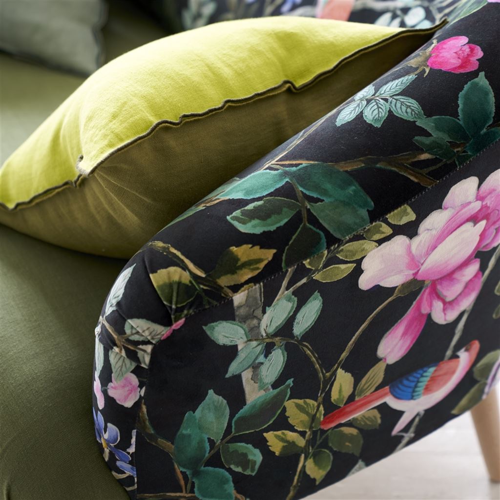Designers Guild Brera Lino Lime & Moss Linen Decorative Pillow