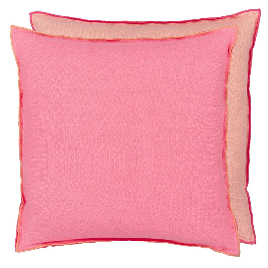 Brera Lino - Hibiscus & Peach - Cushion - 43x43cm