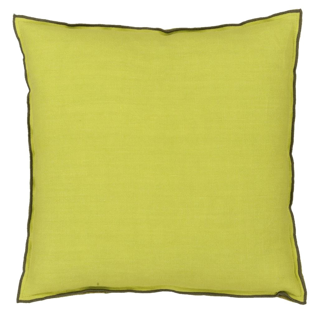Designers Guild Brera Lino Lime & Moss Linen Decorative Pillow