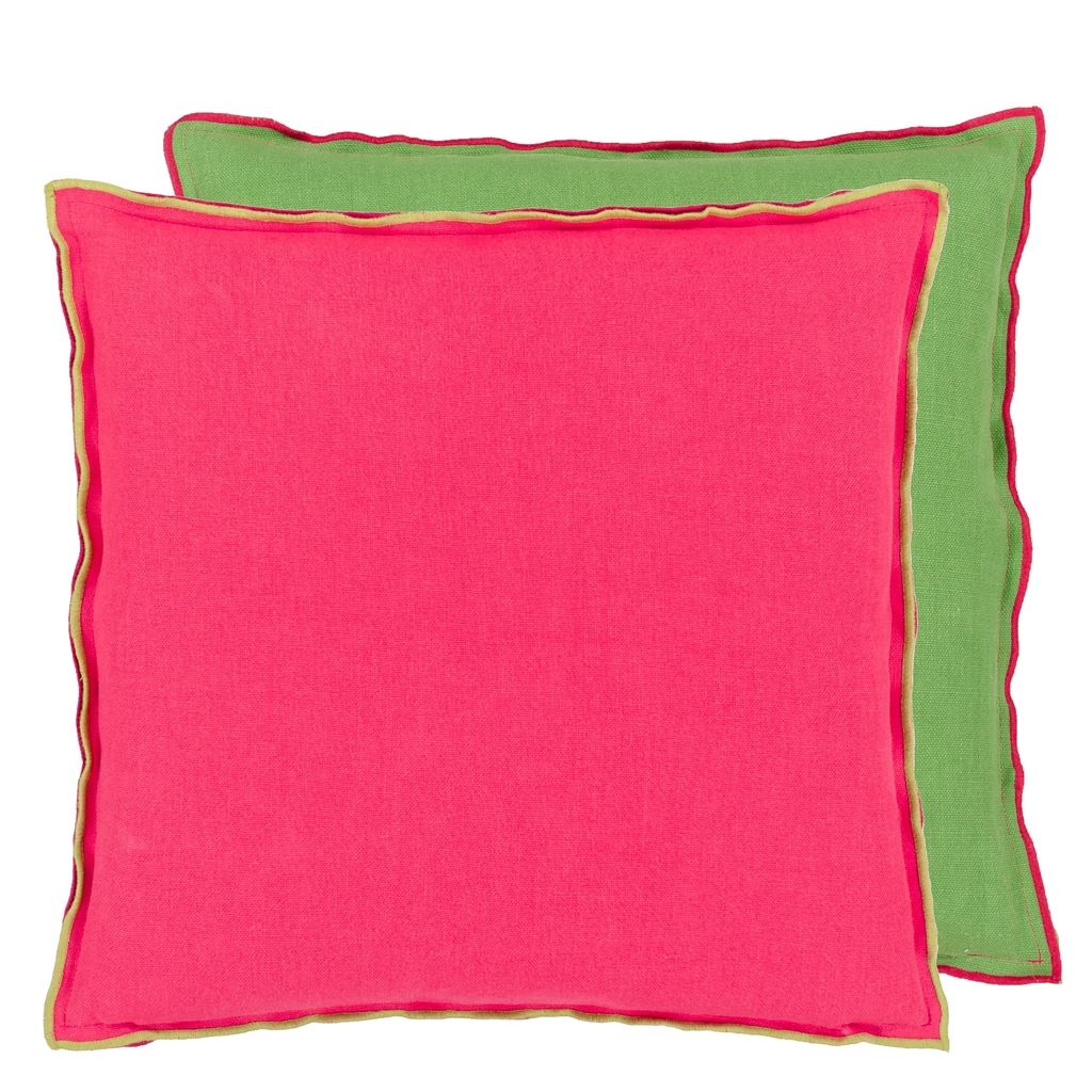 Brera Lino - Cerise & Grass - Cushion - 43x43cm