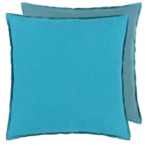 Brera Lino - Indian Ocean & Teal - Cushion - 55x55cm