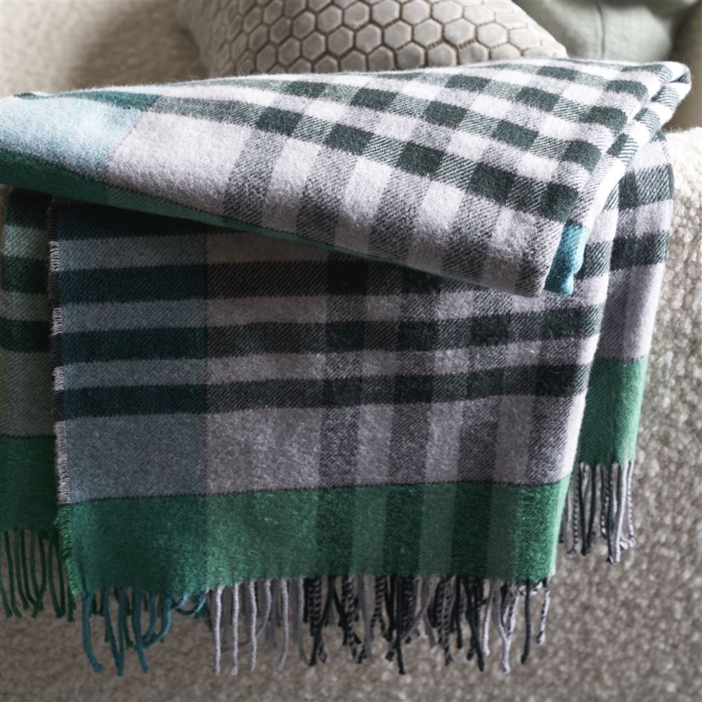Designers Guild Bankura Emerald Throw