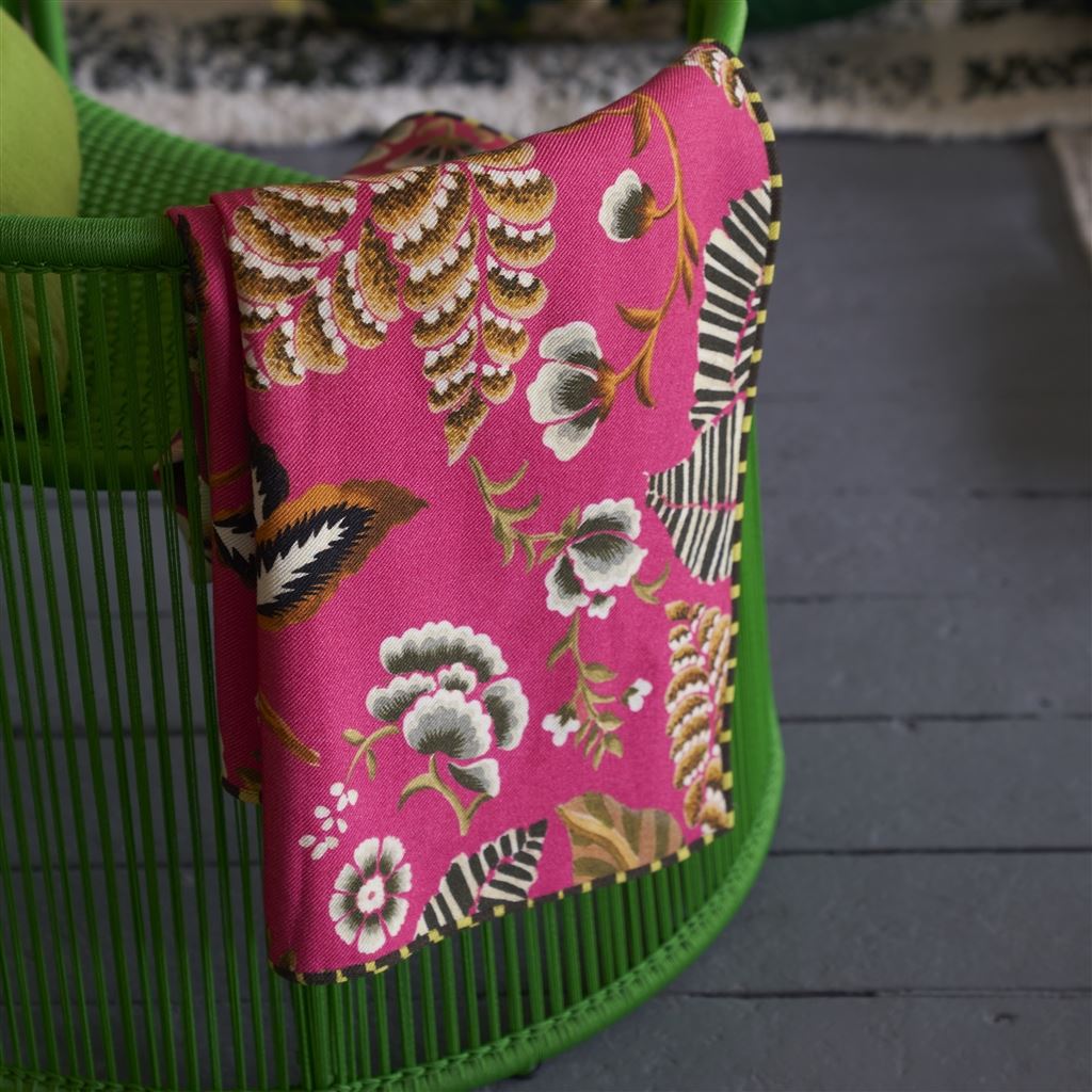 Rose De Damas Cerise Merino Wool Throw