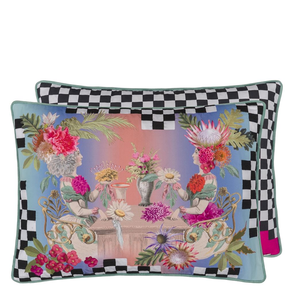 Cojín Decorativo Mosaico Flores Gemelas