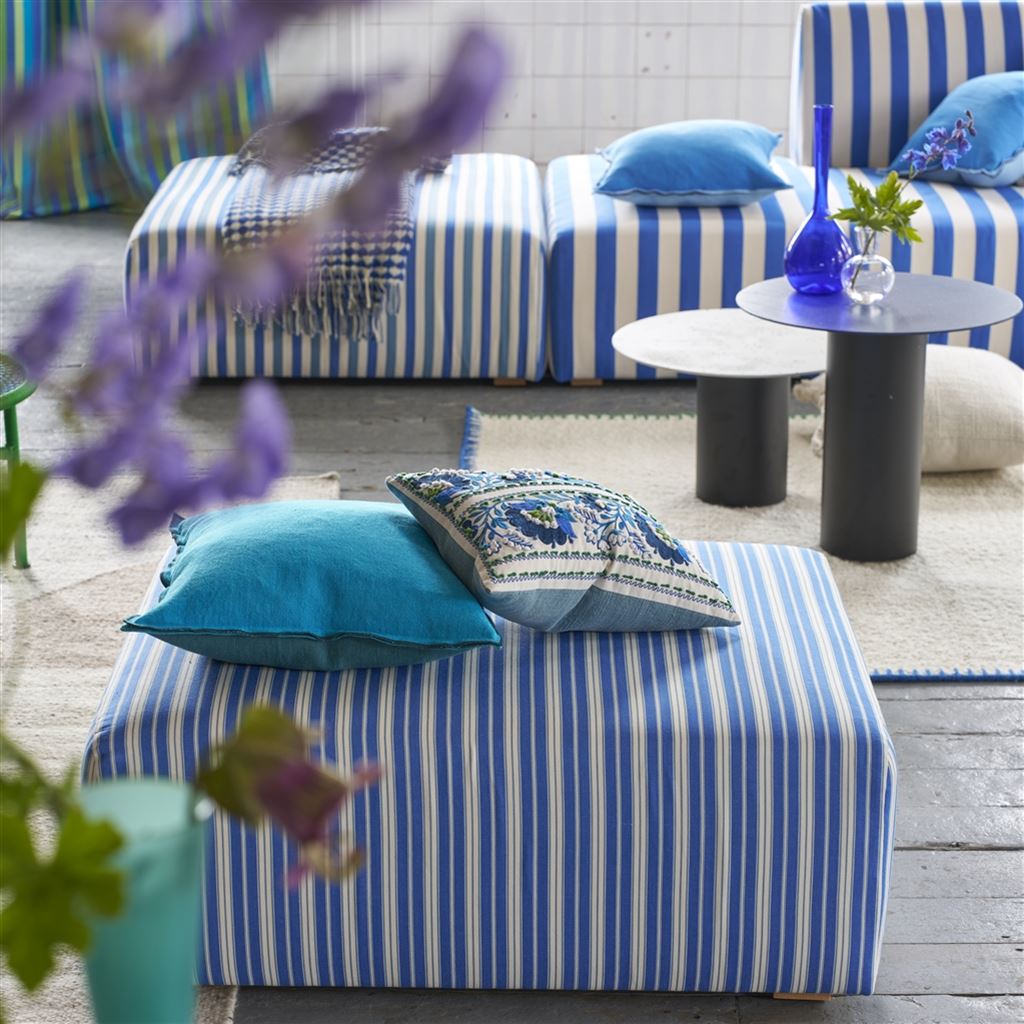 Designers Guild Brera Lino Indian Ocean & Teal Linen Decorative Pillow