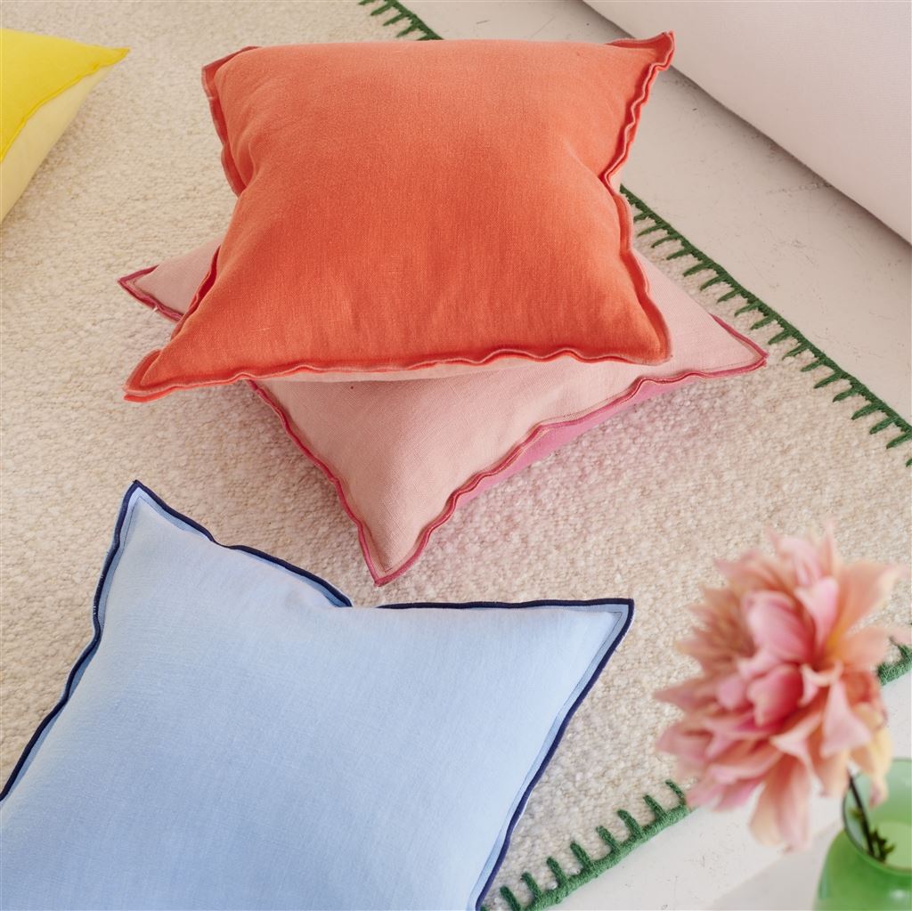 Designers Guild Brera Lino Hibiscus & Peach Linen Decorative Pillow