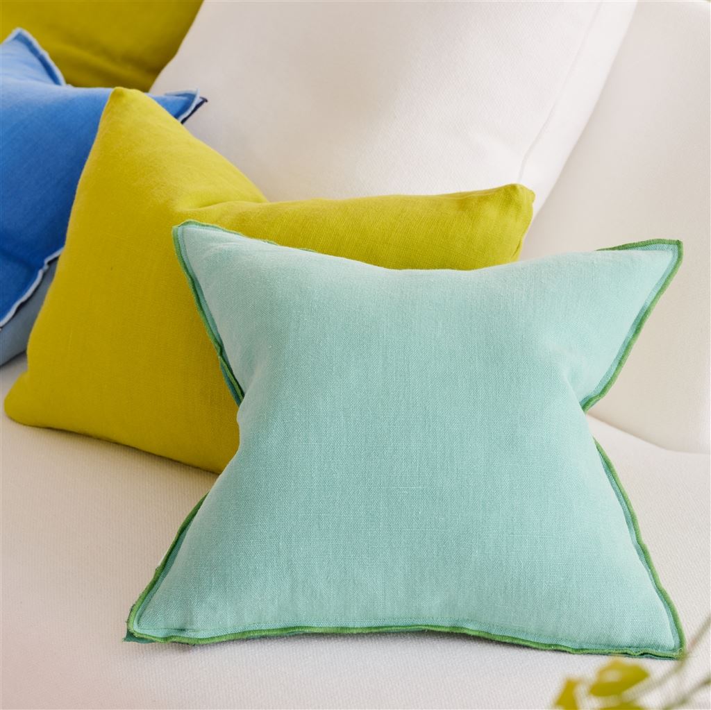Designers Guild Brera Lino Emerald & Capri Linen Decorative Pillow