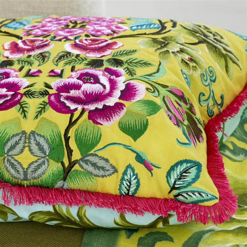 Designers Guild Eleonora Embroidered Alchemilla Cotton Decorative Pillow