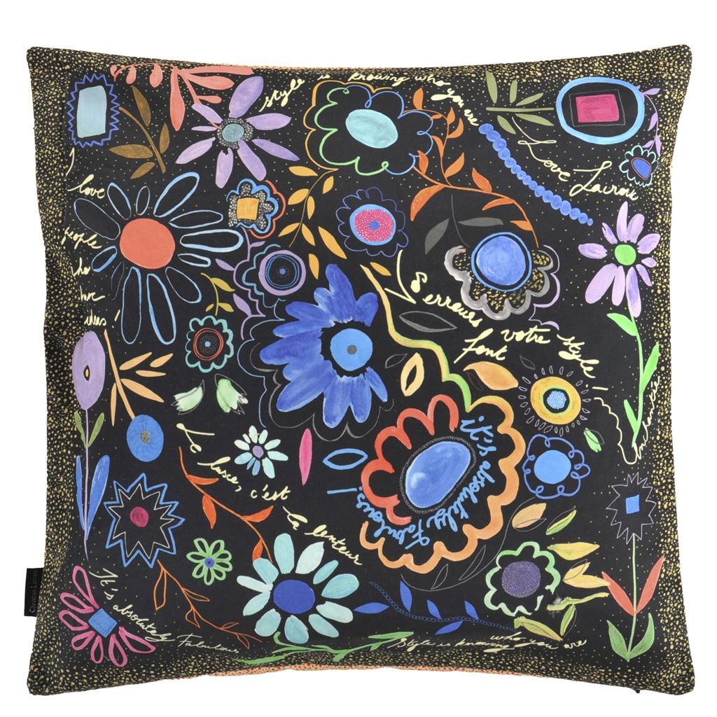 Cojín Dites Le Avec Des Fleurs Azur