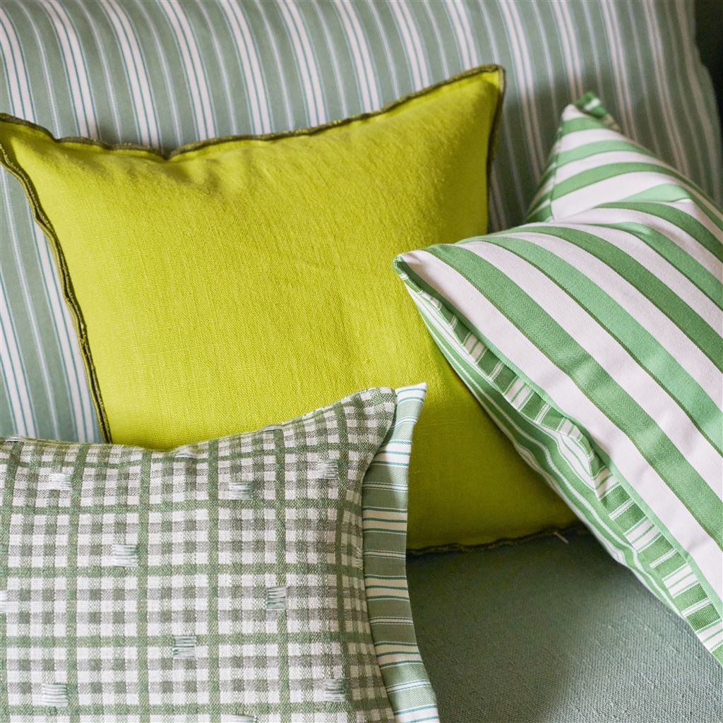 Designers Guild Brera Lino Lime & Moss Linen Decorative Pillow
